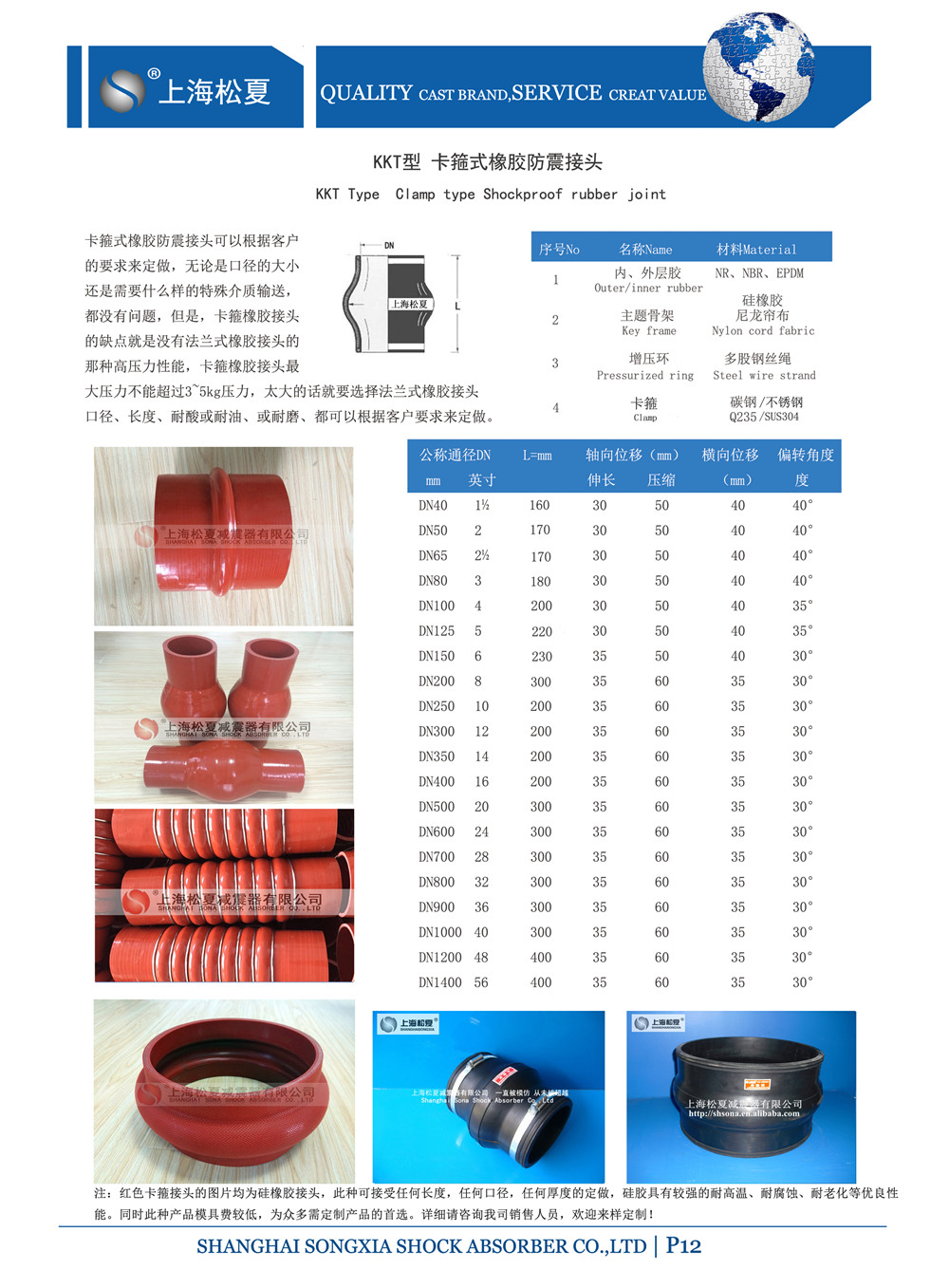 卡箍橡膠避震喉規格